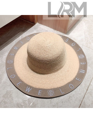 Loewe Raffia Straw Wide Brim Bucket Hat Grey 2021