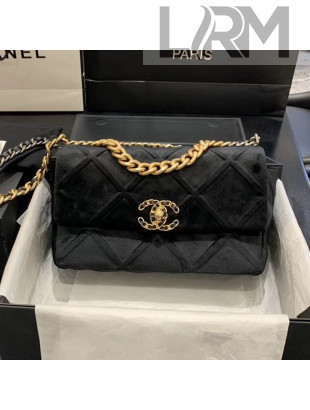 Chanel 19 Quilted Velvet Small Flap Bag AS1160 Black 2019