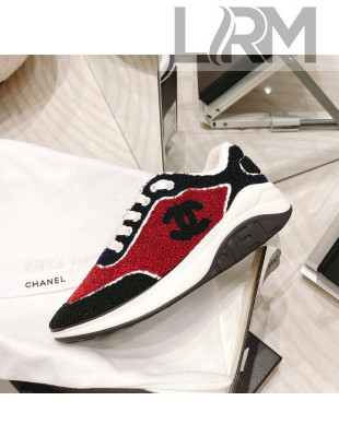 Chanel Shearling Sneakers Red 2021 112269