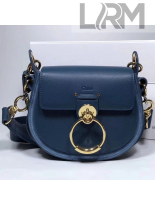 Chloe Small Tess Bag in Shiny & Suede Calfskin Blue 2018