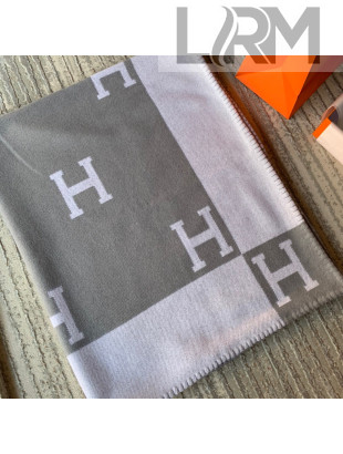 Hermes Classic Wool Cashmere Blanket 140x170cm Grey 2020 03