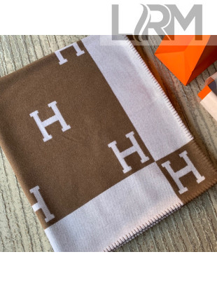 Hermes Classic Wool Cashmere Blanket 140x170cm Dark Brown 2020 04