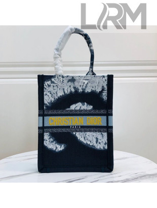 Dior Vertical Book Tote in Blue Universe Embroidery 2020