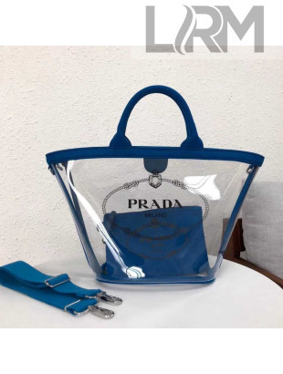 Prada Small Fabric and PVC Handbag Transparent/Blue 1BD166 2018