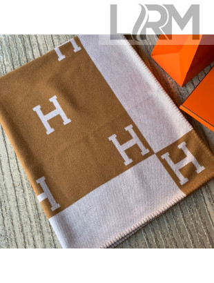 Hermes Classic Wool Cashmere Blanket 140x170cm Camel Brown 2020 05