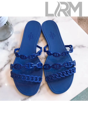 Hermes "Chaine d'Ancre" PVC Flat Sandal Blue 2020
