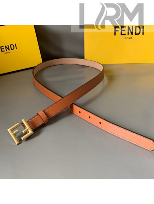Fendi Women's Calfskin Belt 20mm with FF Buckle Brown/Gold 2021