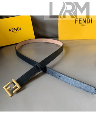 Fendi Women's Calfskin Belt 20mm with FF Buckle Black/Gold 2021