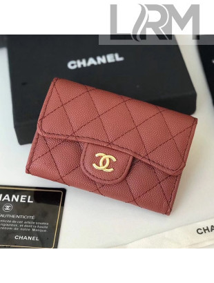 Chanel Grained Leather Classic Card Holder AP0214 Burgundy 2019