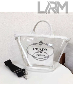 Prada Small Fabric and PVC Handbag Transparent/White 1BD166 2018