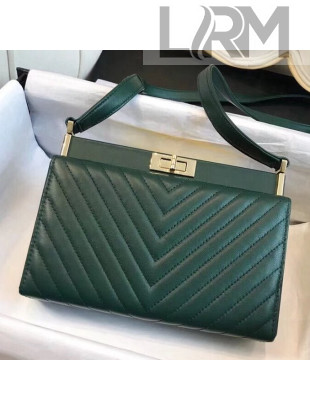Chanel Chevron Calfskin Reissue Clutch Bag Green F/W 2018