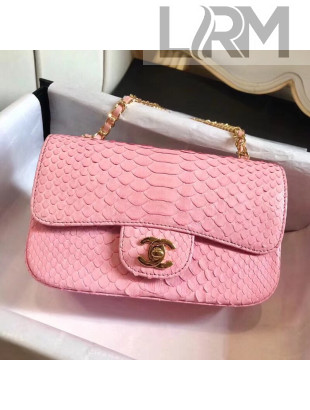 Chanel Python Classic Small Flap Bag Pink 2018