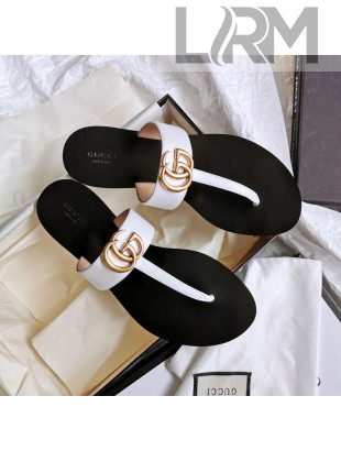 Gucci Leather Thong Sandal with Double White 2020