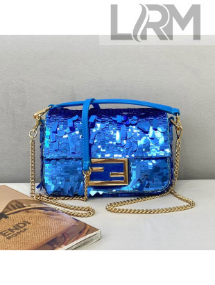Fendi Baguette Sequins Mini Bag Blue 2021
