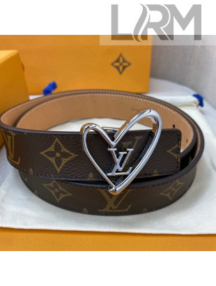 Louis Vuitton Monogram Canvas Belt 30mm with LV Heart Buckle Khaki 2021