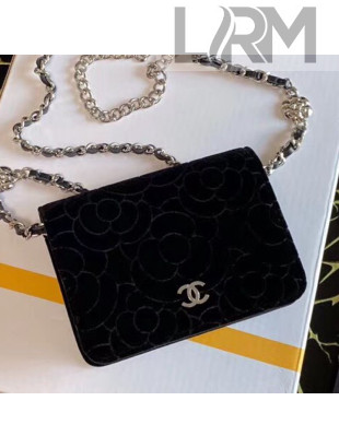 Chanel Camellia Velvet Belt Bag AP1770 Black 2020