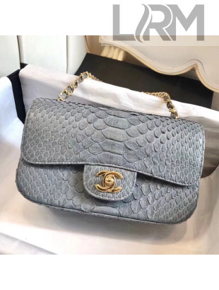 Chanel Python Classic Small Flap Bag Grey 2018