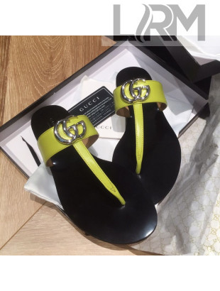 Gucci Leather Thong Sandal with Double G Green 2020