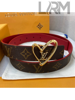Louis Vuitton Monogram Canvas Belt 30mm with LV Heart Buckle Red/Gold 2021