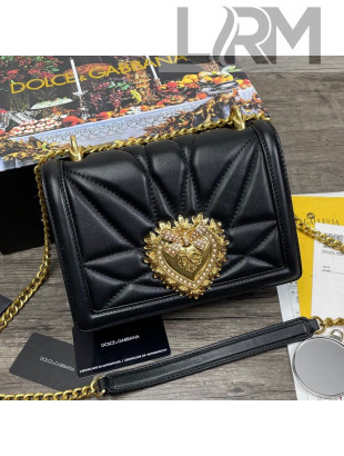 Dolce&Gabbana DG Devotion Medium Shoulder Bag in Quilted Nappa Leather Black 2021