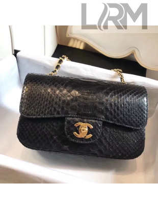 Chanel Python Classic Small Flap Bag Black 2018