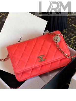 Chanel Velvet Wallet on Chain WOC and Crystal Ball AP1450 Hot Pink 2020