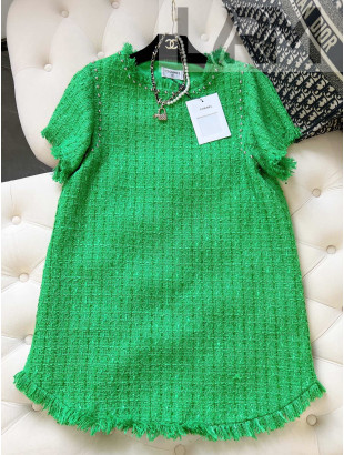 Chanel Tweed Dress Green 2022