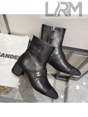 Chanel Calfskin CC Buckle Short Boots 5cm Black 2021 111155