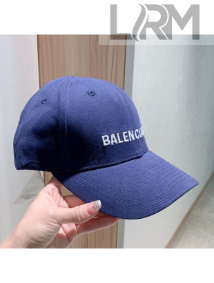 Balenciaga Logo Canvas Baseball Hat Blue 2021 04