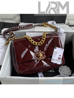 Chanel Shiny Crumpled Calfskin Chanel 19 Small/Large Flap Bag AS1160/AS1161 Burgundy 2020
