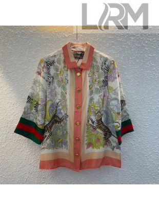 Gucci Print Silk Shirt Pink/Multicolor 2022 04