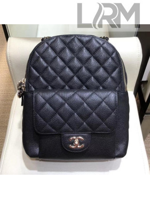 Chanel Grained Calfskin CC Day Medium Backpack Black 2019