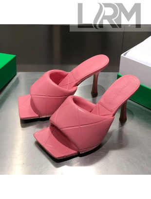 Bottega Veneta The Rubber Lido Quilted Lambskin Heel Sandals 9cm Pink 12 2021  