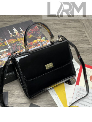 Dolce&Gabbana DG Sicily Patent Calfskin Top Handle Bag 6348 Black 2021