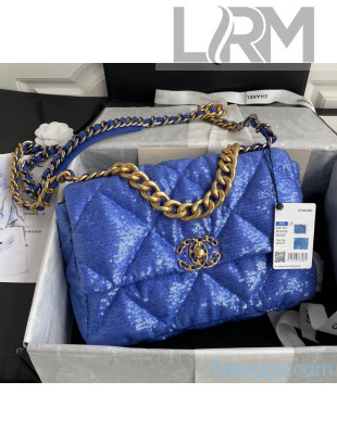 Chanel Sequins Chanel 19 Large Flap Bag AS1161 Blue 2020