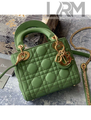 Dior Classic Lady Dior Lambskin Mini Bag Bright Green/Gold 2020