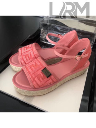 Fendi FF Flatform Label Espadrilles Sandals Pink 2020