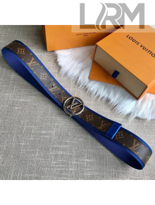 Louis Vuitton Monogram Canvas Matte Belt 40mm with LV Circle Buckle Blue 2020