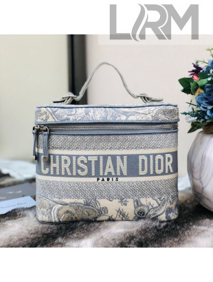 Dior DiorTravel Medium Vanity Case Bag in Grey Toile de Jouy Embroidery 2020