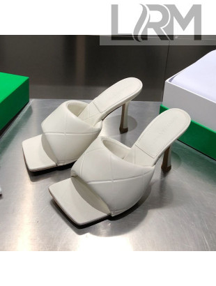 Bottega Veneta The Rubber Lido Quilted Lambskin Heel Sandals 9cm White 15 2021  