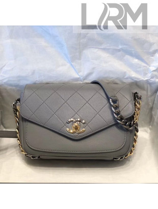 Chanel Quilted Calfskin Flap Bag AS0413 Gray 2019