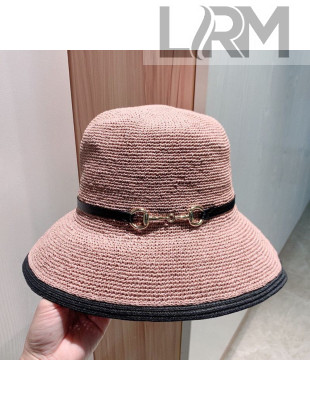 Gucci Straw Horsebit Bucket Hat Pink 2021 05