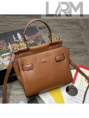 Dolce&Gabbana DG Sicily Soft Small Calfskin Top Handle Bag 6347 Brown 2021