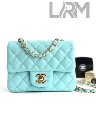 Chanel Lambskin Mini Square Classic Flap Bag 1115 Pale Blue (Gold-Tone Hardware)
