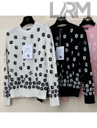 Chanel Knit Daisy Sweater White/Black 2022 07