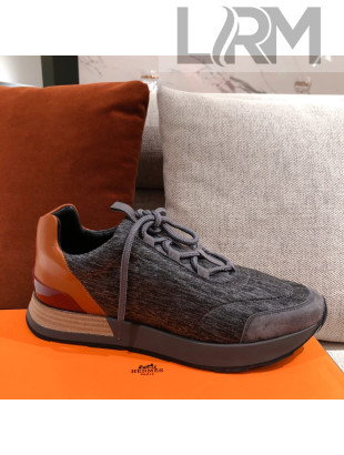 Hermes Patchwork Fabric Sneakers Dark Grey 2021 12 (For Women and Men)