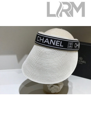 Chanel Straw Visor Hat with Chanel Band White 2021