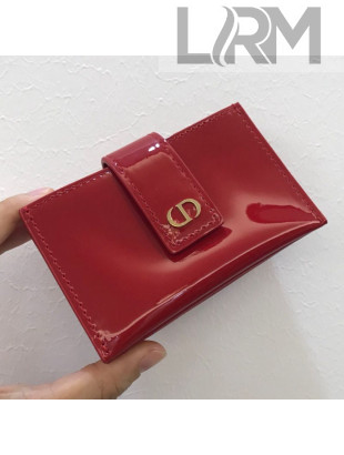 Dior 30 Montaigne CD 5-Gusset Card Holder in Cherry Red Patent Calfskin 2020