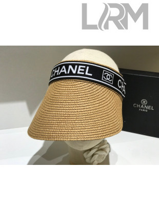 Chanel Straw Visor Hat with Chanel Band Khaki 2021