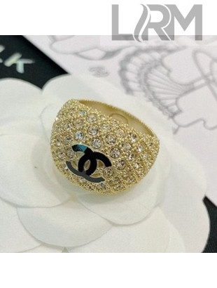 Chanel Crystal Wide Ring AB5275 Gold/Black 2020